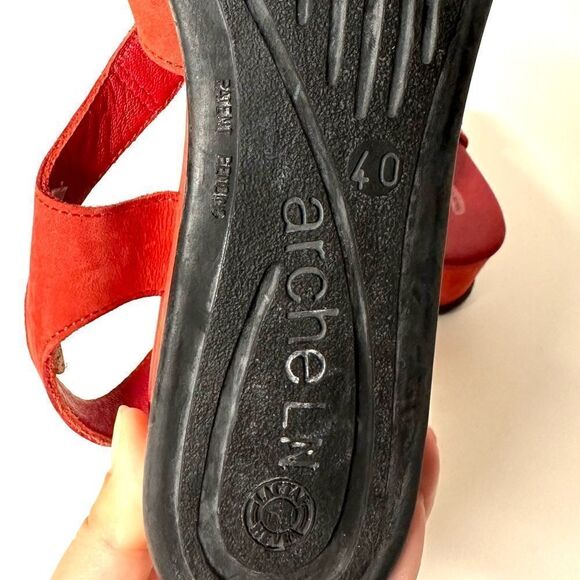 Arche Open Toe Slingback Wedge Red Sandals Size 40 - Picture 10 of 13